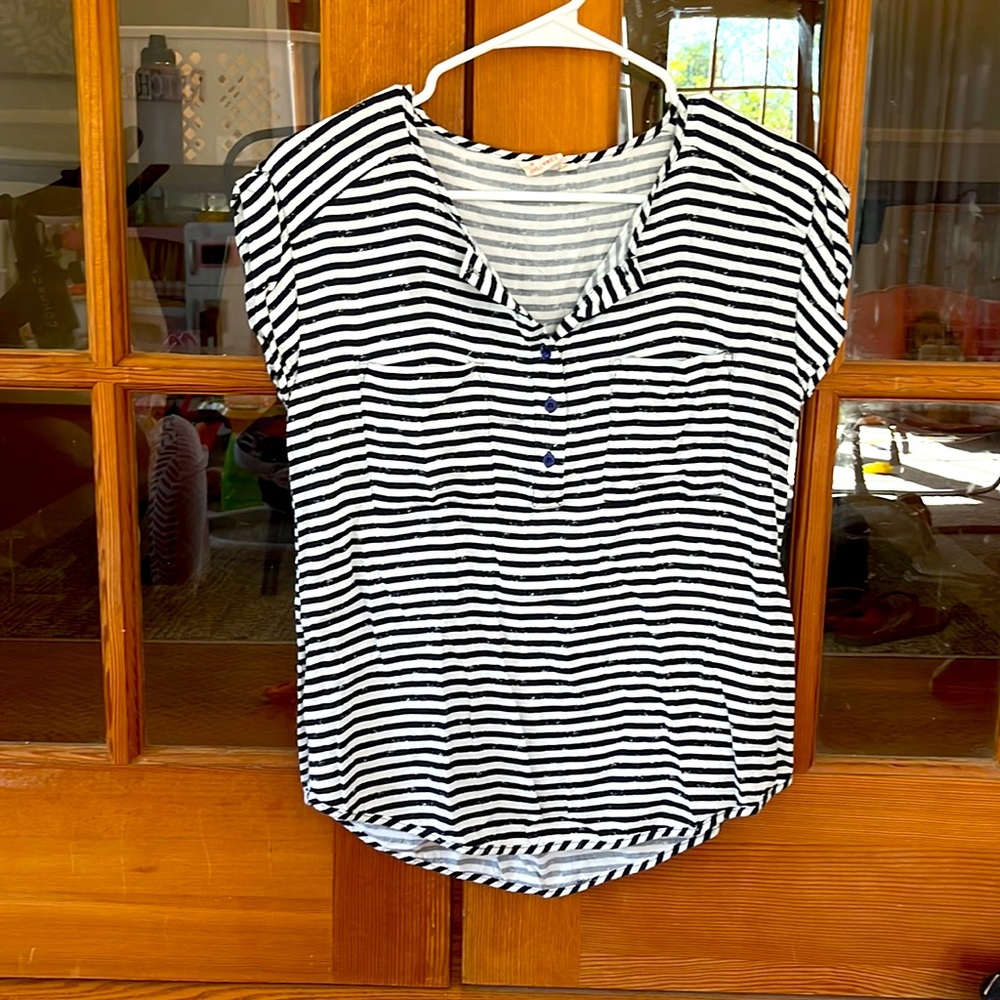 Ace Delivery blue and white striped top
